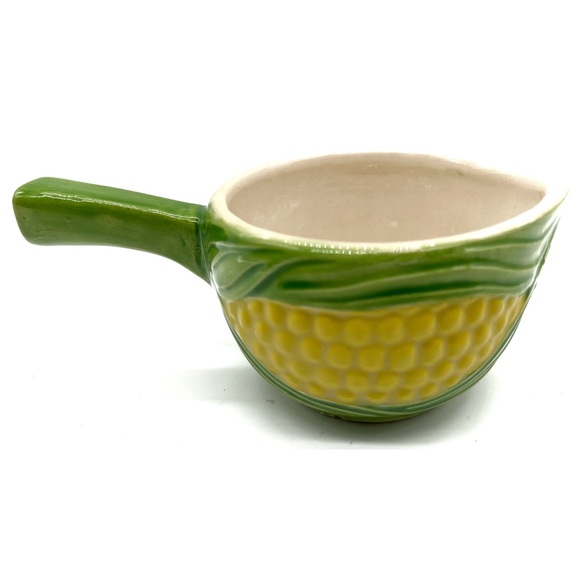 Vintage Ceramic Corn On The Cob Tea Light Butter Warmer Green Yellow - Picture 5 of 8